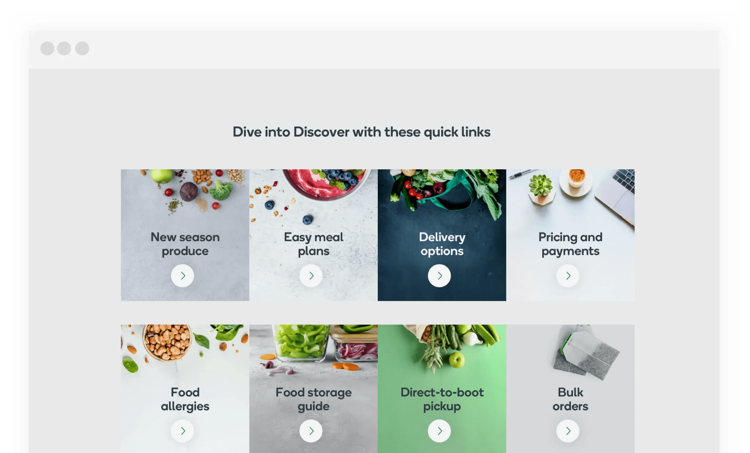Woolworths at Work quick links screenshot