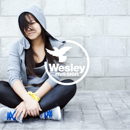 Wesley Mission logo on background