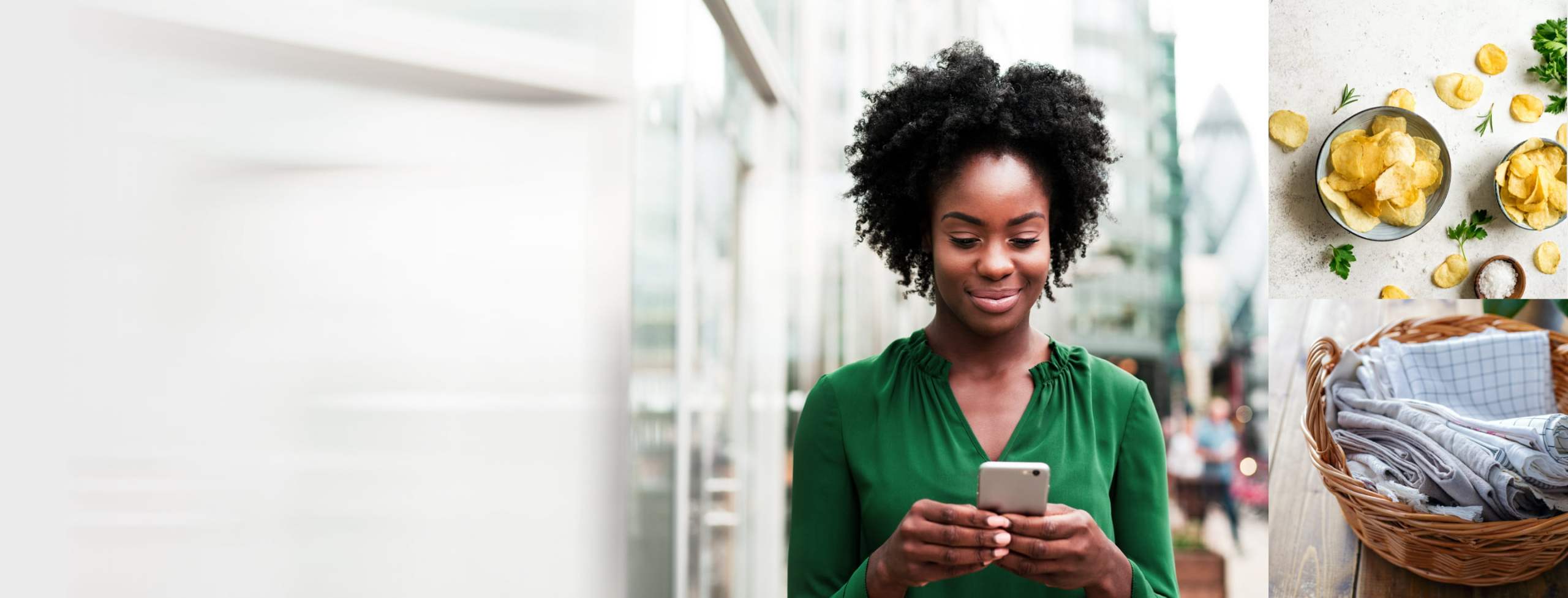 Woman using Woolworth's at Work Work Hub to manage business groceries