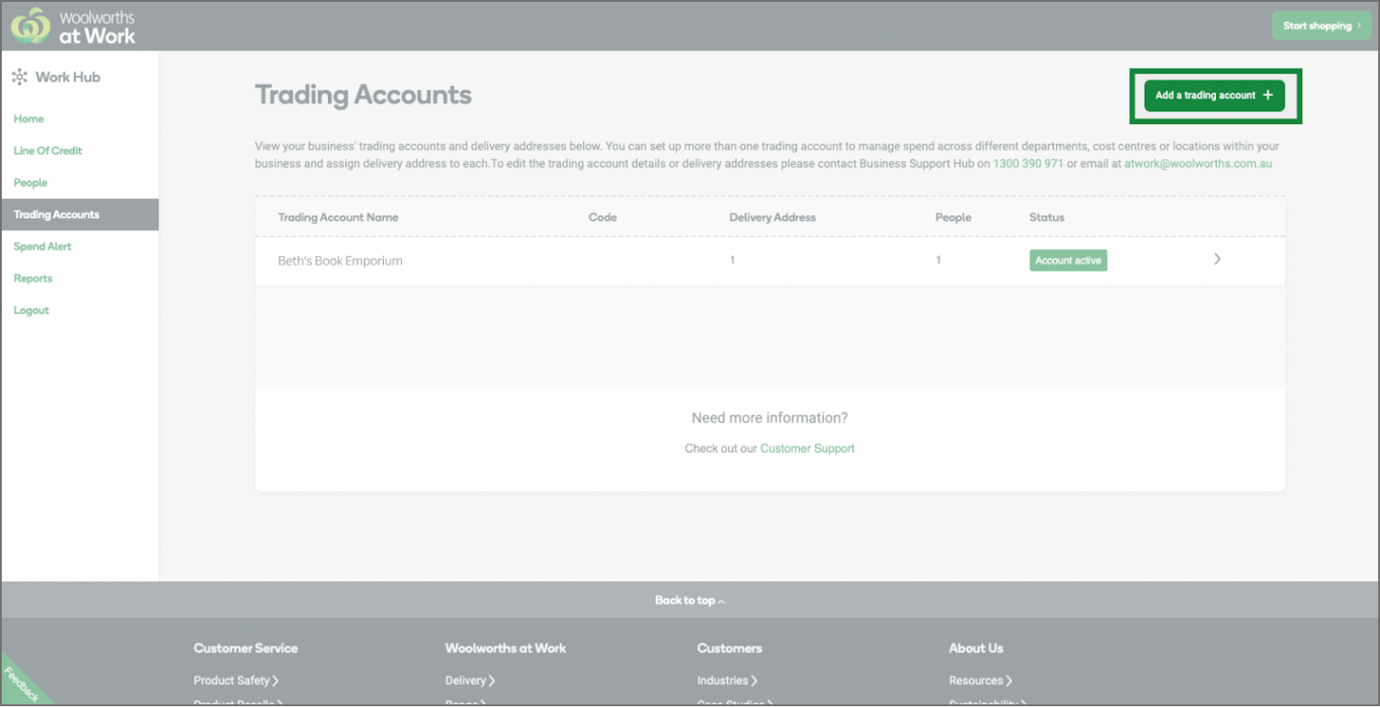 How to add a trading account | Woolworths At Work