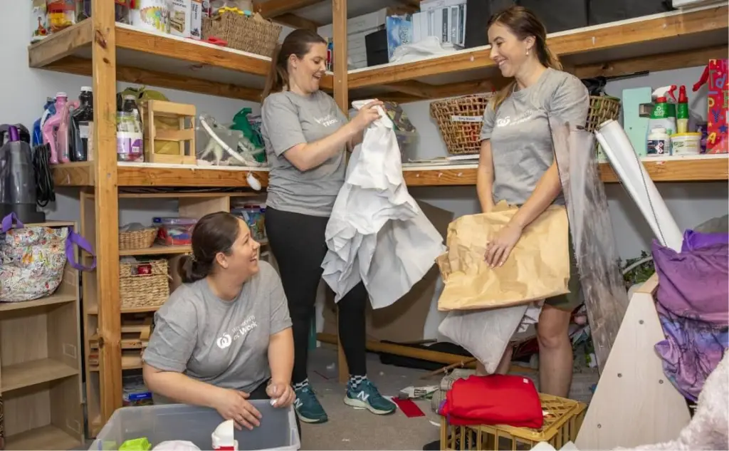 A few ladies from Woolworths at work are helping a child care center.