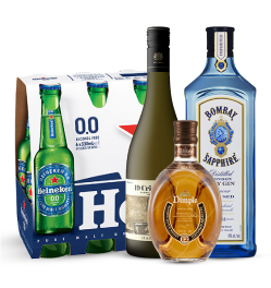 Heineken 6 Pack Beer, White Wine, Bombay Sapphire Dry Gin