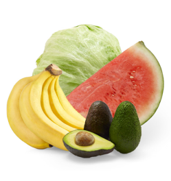 Bananas, Avocado, Watermelon, Iceberg Lettuce