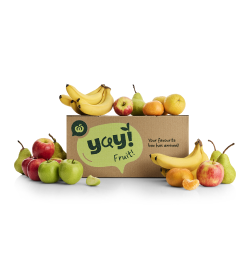 Fruit box filled with 30 pieces of fresh seasonal assorted fruit for offices