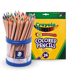 Coloured pencil classroom value packs image of Staedtler 72 cup, Crayola 24 pack