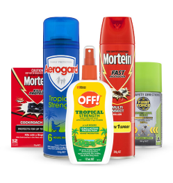 Aerogard Insect Repellent Spray, Mortein Powergard Cockroach Baits, Mortein Fly & Mosquito Spray, First Force Insect Control System