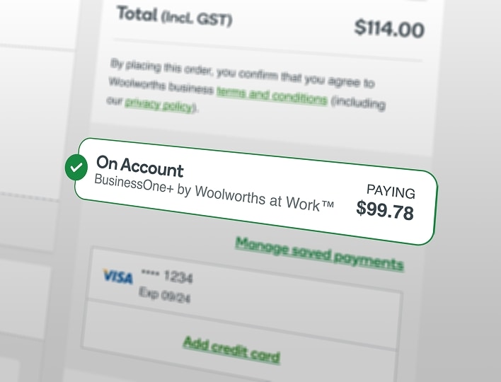 An example of what the ‘line of credit’ functionality looks like on site - highlighting ‘pay on account’