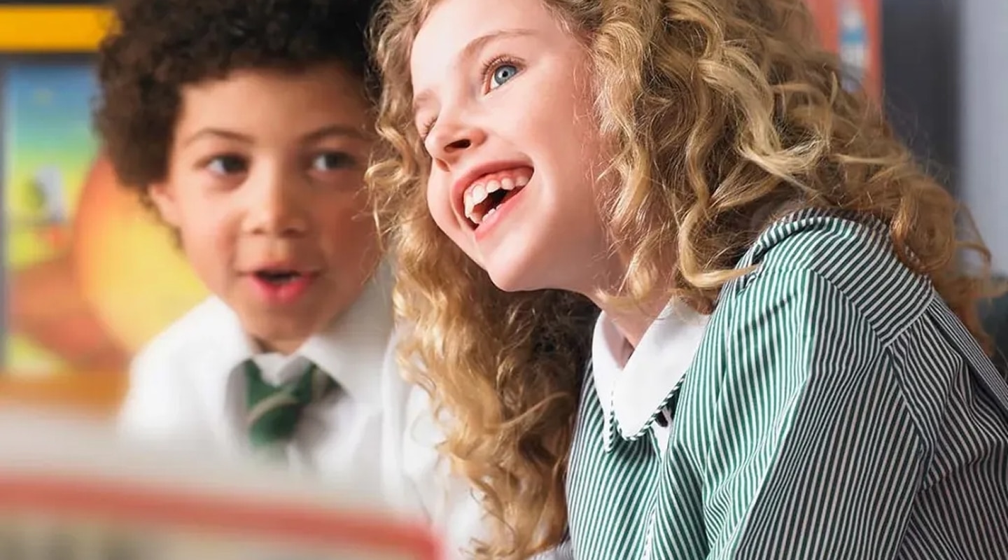 school kids laughing