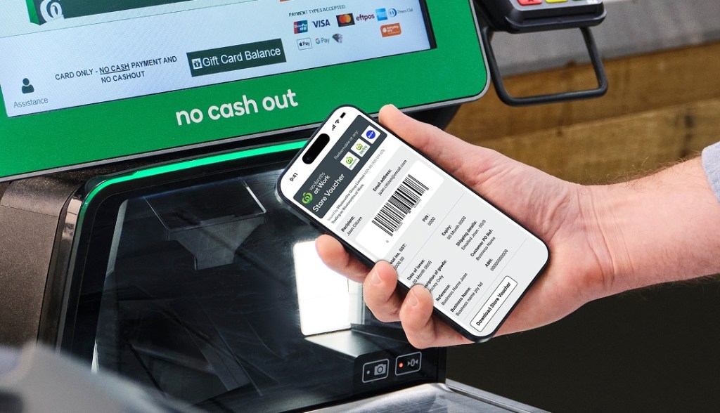 paying at self check out in store with a digital card linked to their line of credit