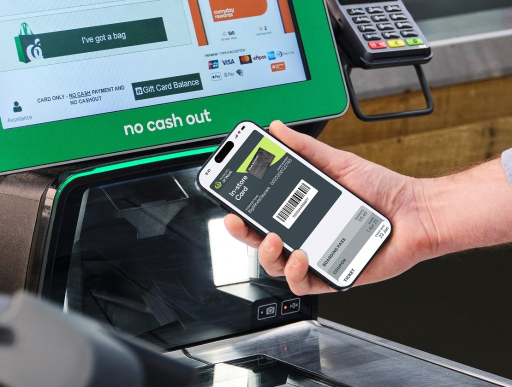 paying at self check out in store with a digital card linked to their line of credit